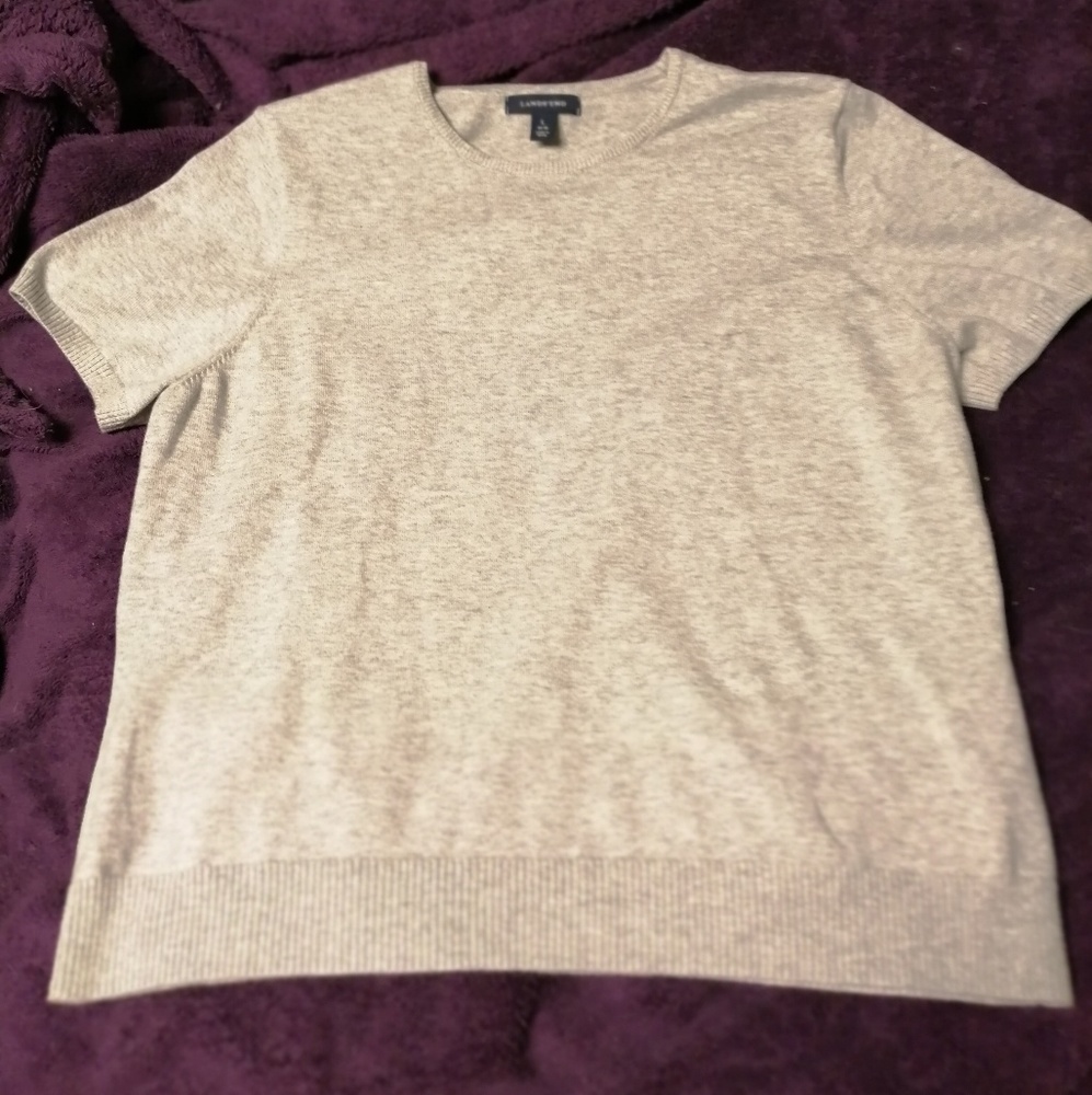 Grey Land's End Short Sleeve Sweater Size L